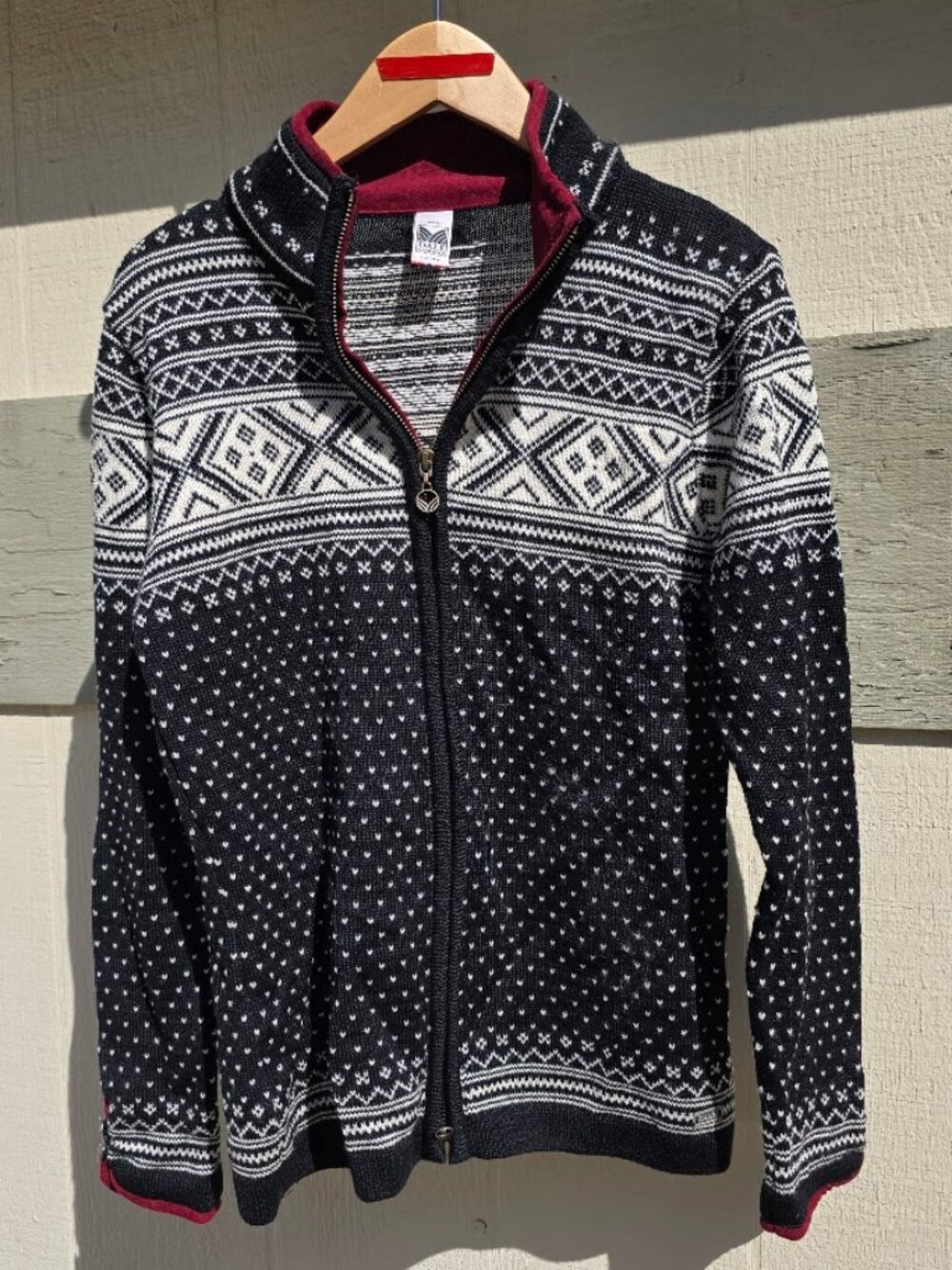 Dale of Norway Wool Sweater Womens Small Full Zip Cardigan Pewter Nordic Black